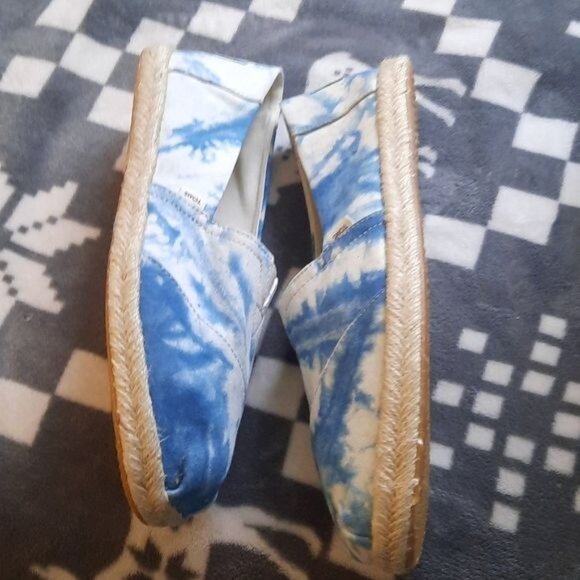 Toms Womens Classic Blue Tie Dye Alpargata Canvas Slip On Flats Size 10 - Picture 3 of 10